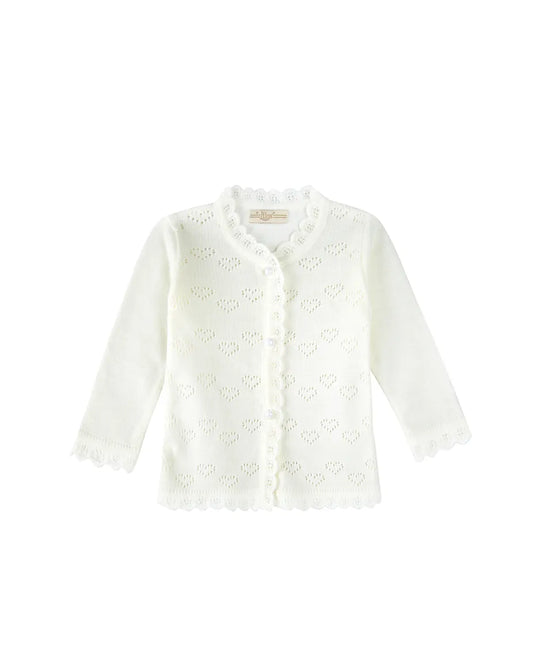 Knit Cardigan Sweater with Little Hearts Design for Baby Girls