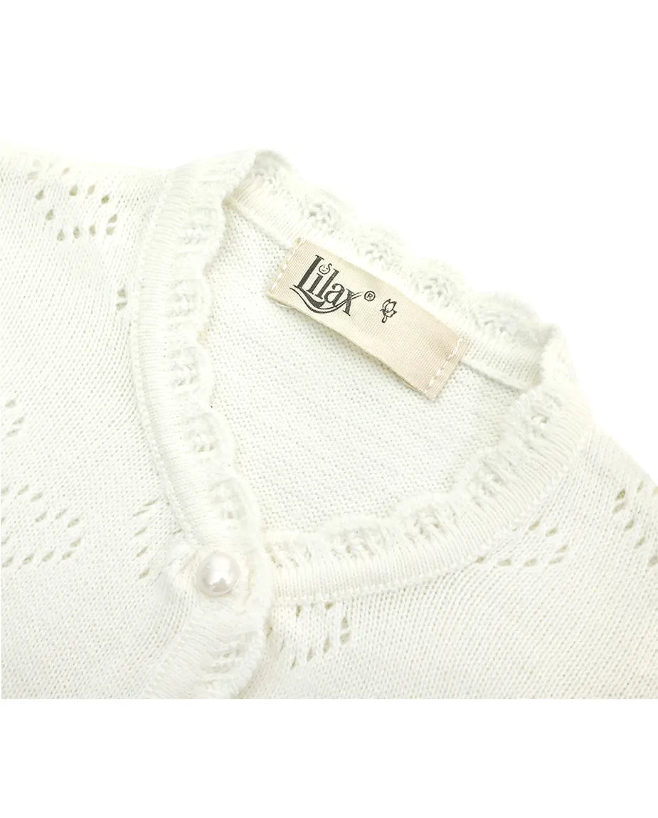Knit Cardigan Sweater with Little Hearts Design for Baby Girls