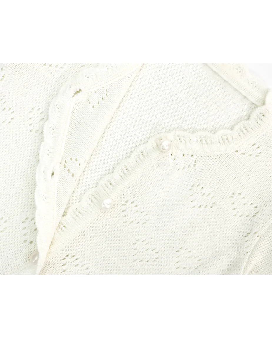 Knit Cardigan Sweater with Little Hearts Design for Baby Girls