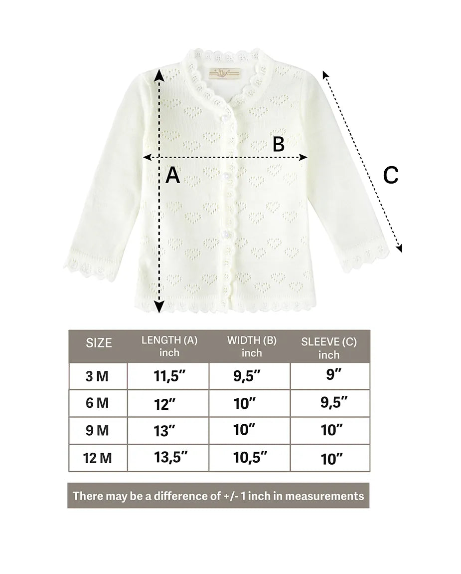 Knit Cardigan Sweater with Little Hearts Design for Baby Girls