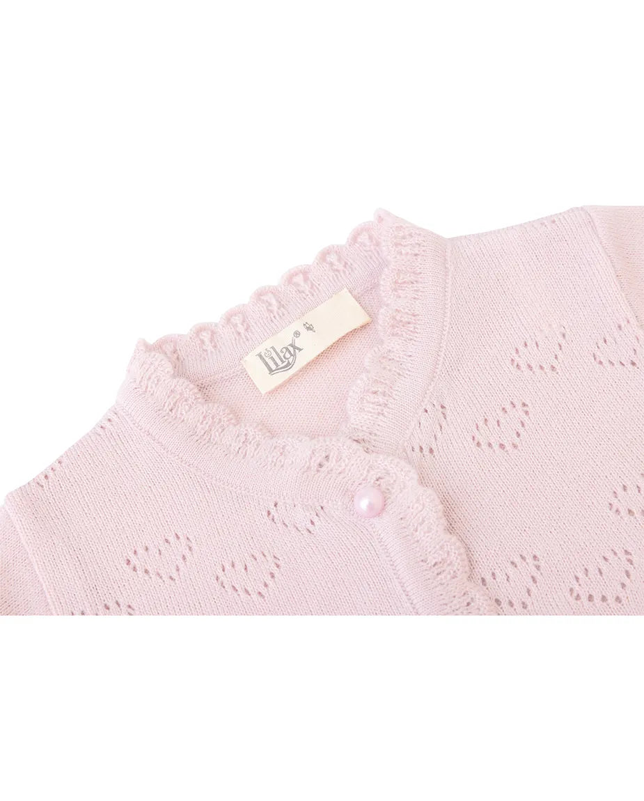 Knit Cardigan Sweater with Little Hearts Design for Baby Girls