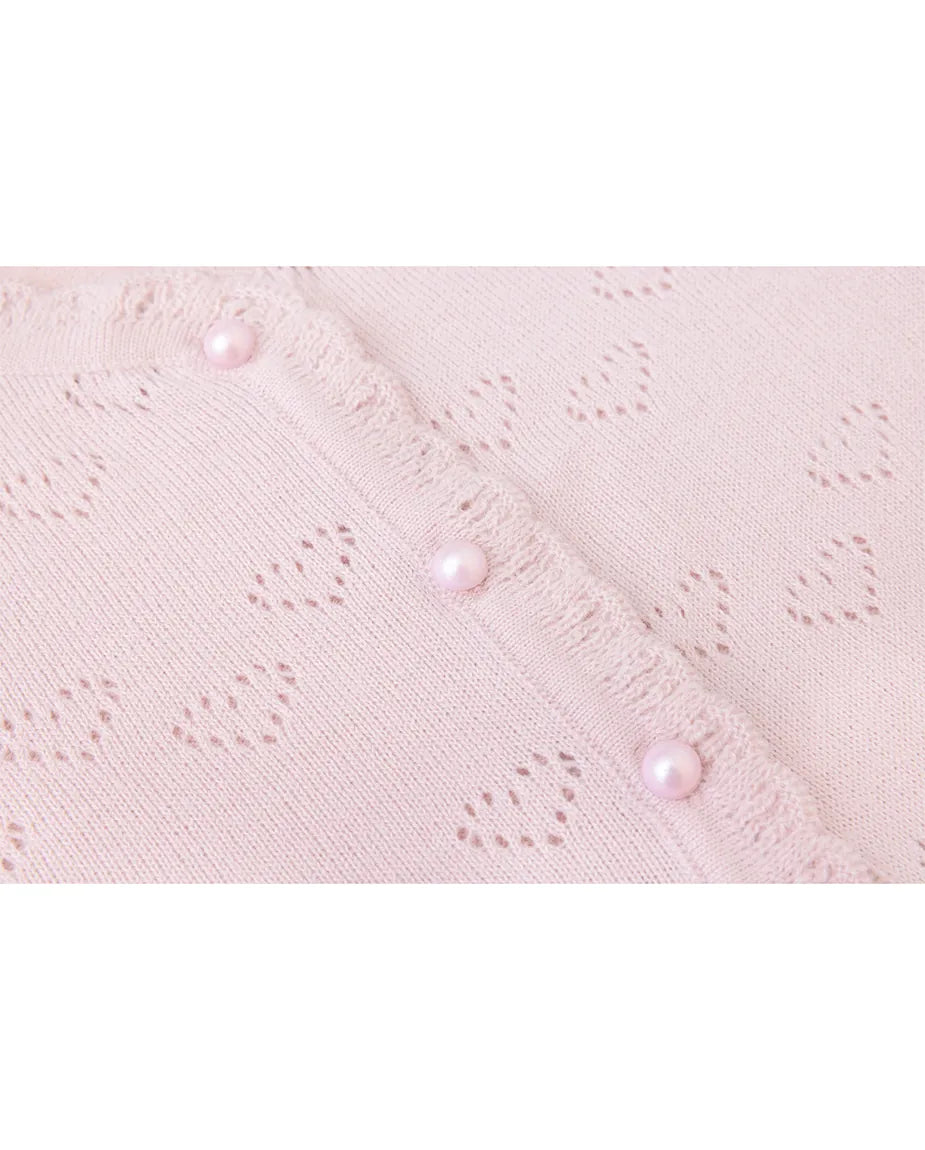 Knit Cardigan Sweater with Little Hearts Design for Baby Girls