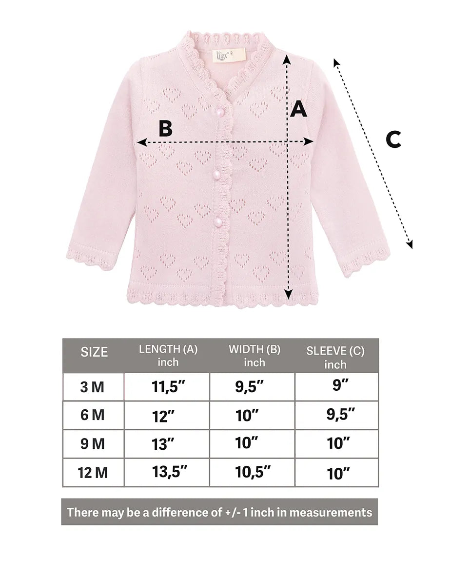 Knit Cardigan Sweater with Little Hearts Design for Baby Girls